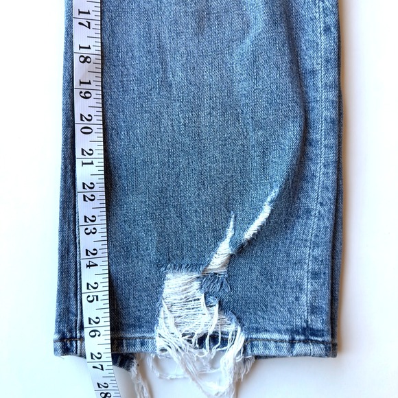 Pistola Lennon High Rise Straight Leg Distressed Stretch Jeans-Medium Wash-Sz 32 - Picture 12 of 14